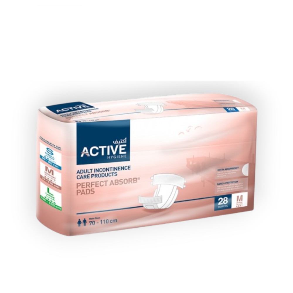 ACTIVE HIGHLY ABSORBENT DIAPERS (M) 28 PIECES