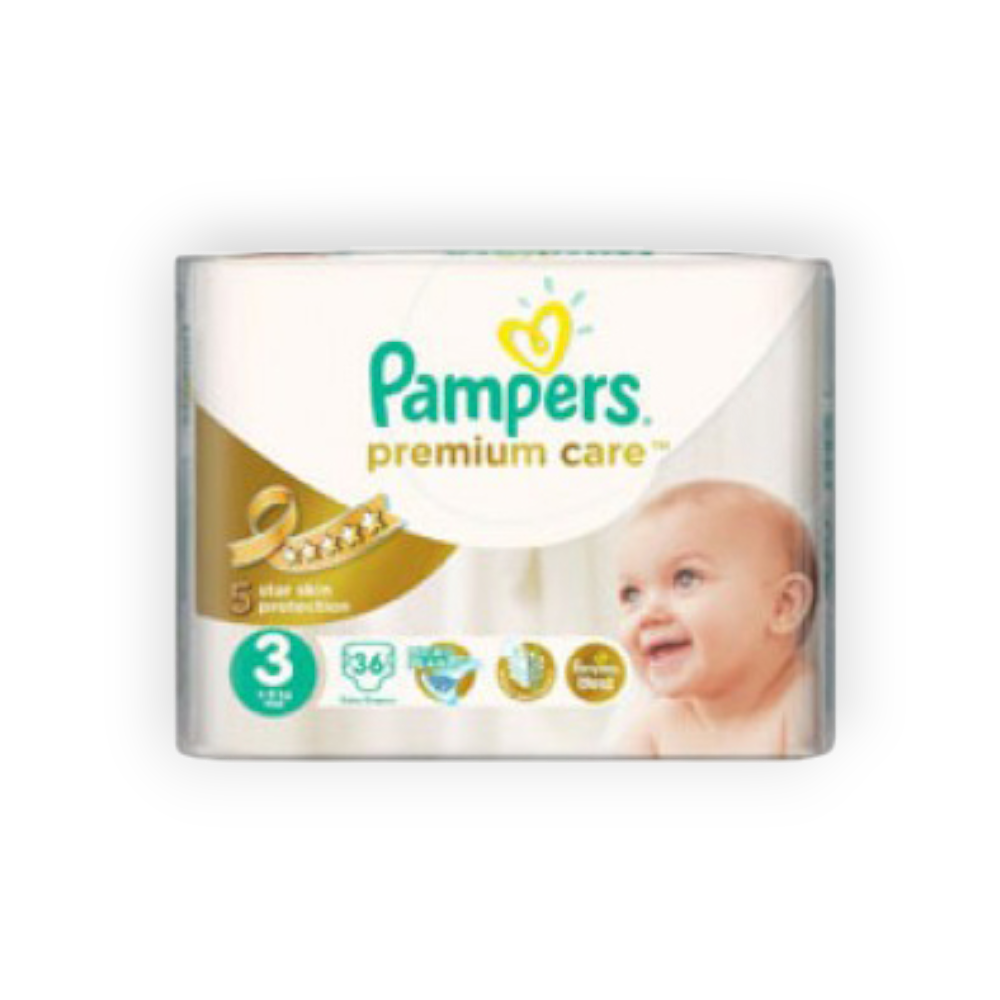 PAMPERS PREMIUM CARE SIZE(3) 36 pieces