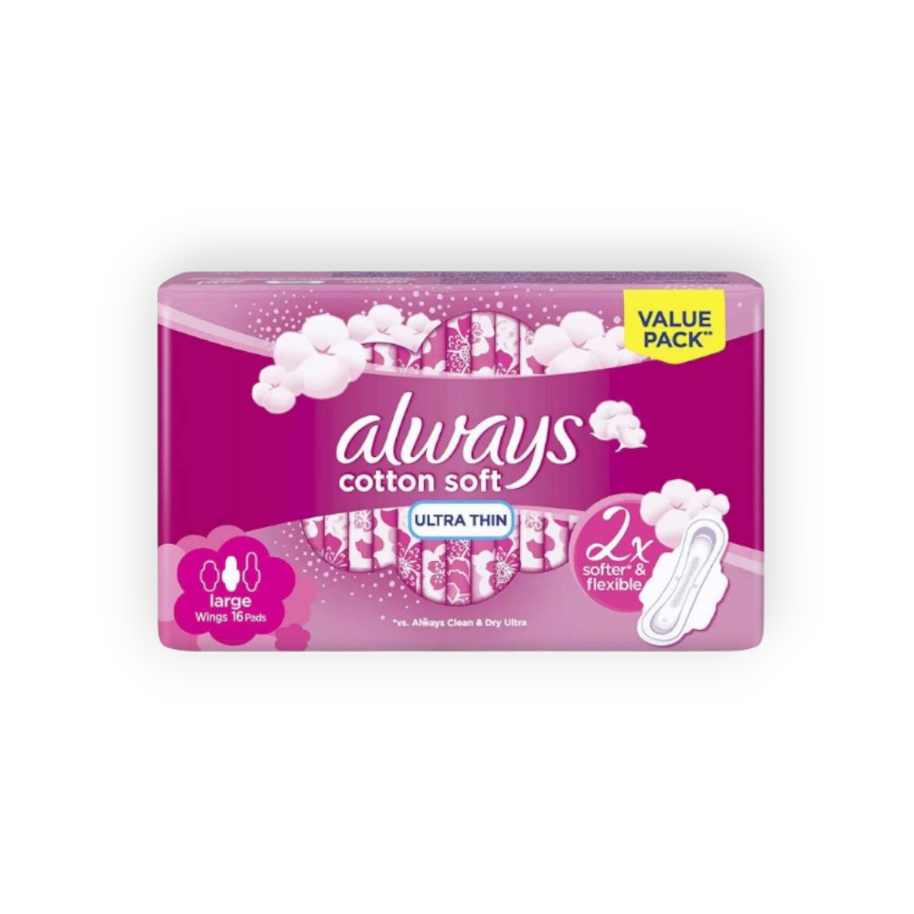 ALWAYS ULTRA THIN LONG COTTON WINGS 16 PAD