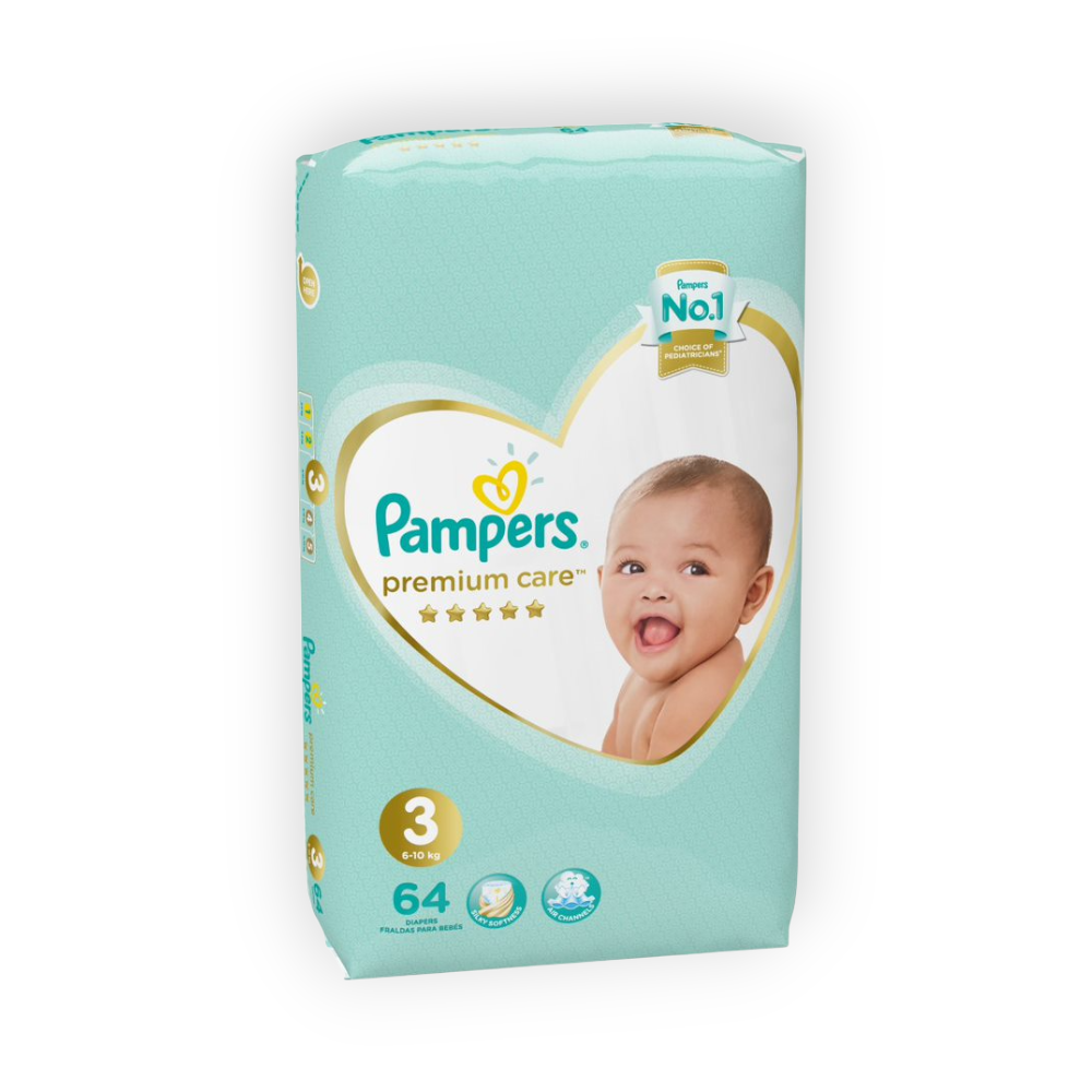 PAMPERS PREMIUM CARE SIZE (3) 64 pieces