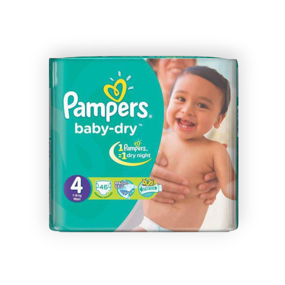 PAMPERS BABY DRY (4) 46 pieces