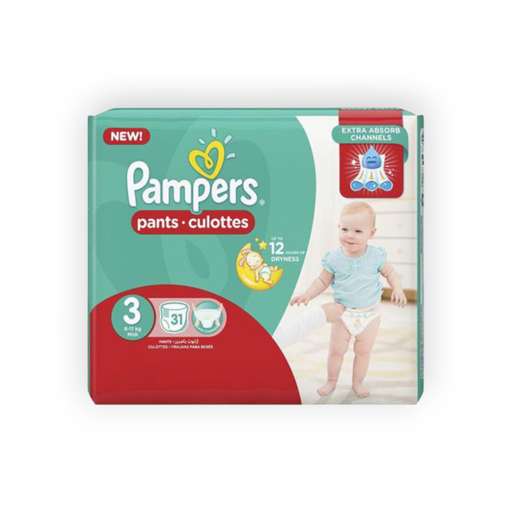 PAMPERS PANTS SIZE (3) 31  DIAPERPER