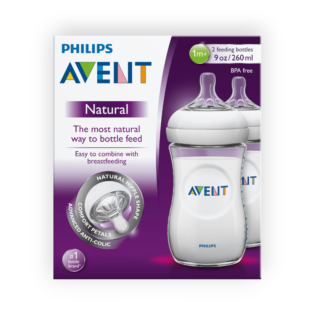 AVENT NATURAL +1Month 2 BIBERONS 260ML SCF 693/27
