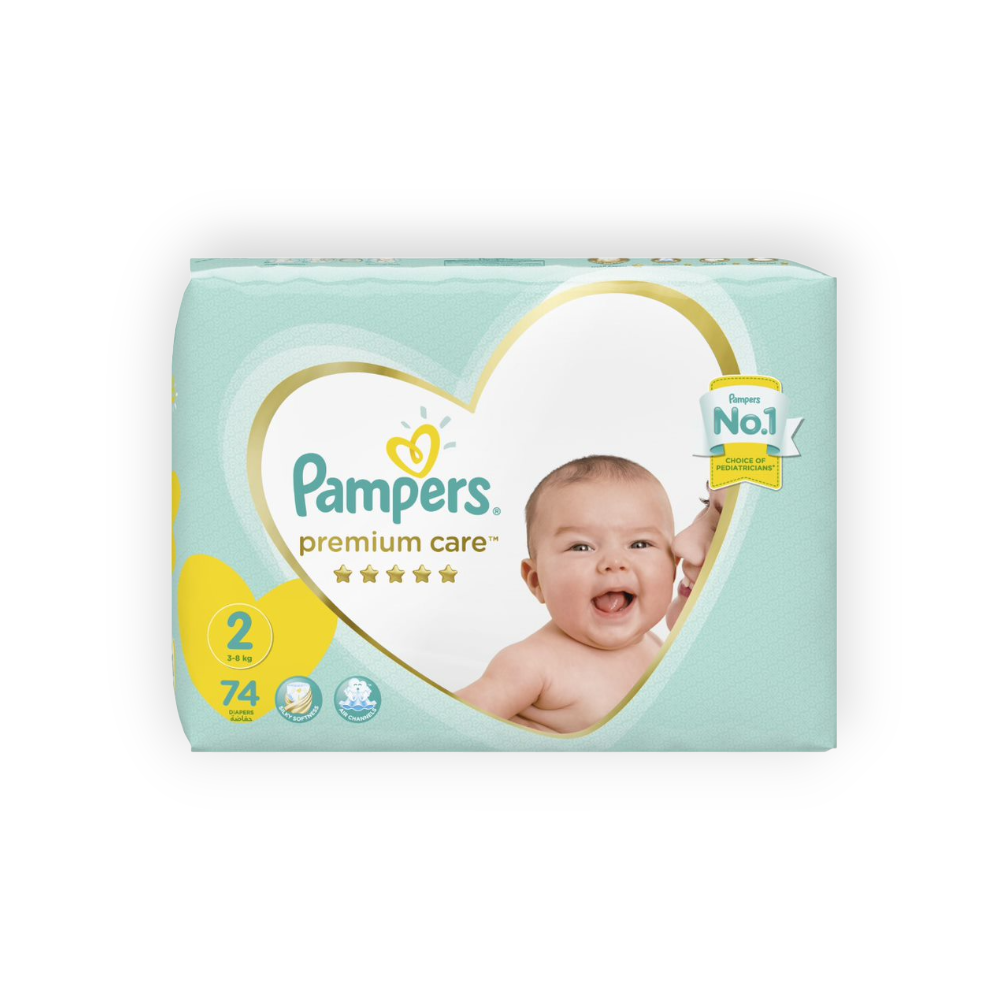 PAMPERS PREMIUM CARE SIZE (2) 74 pieces