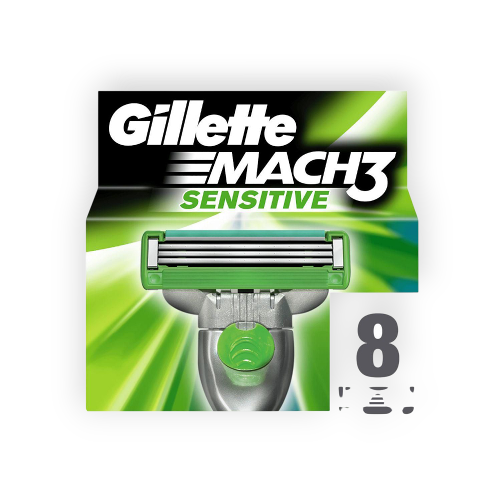 GILLETTE MACH 3 SENSITIVE BLADES 8  Piece
