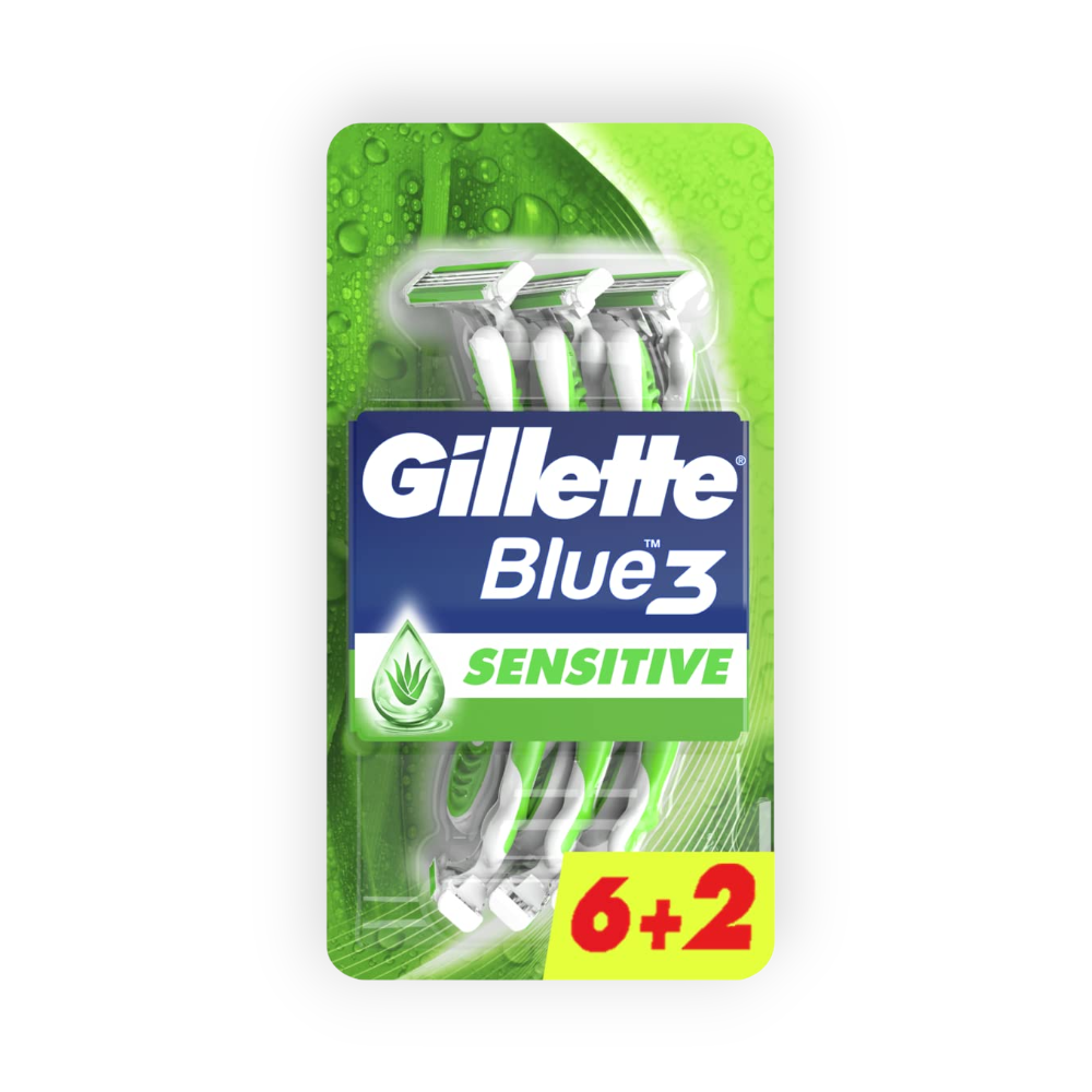 GILLETTE BLUE 3 SENSITIVE 6+2 Piece