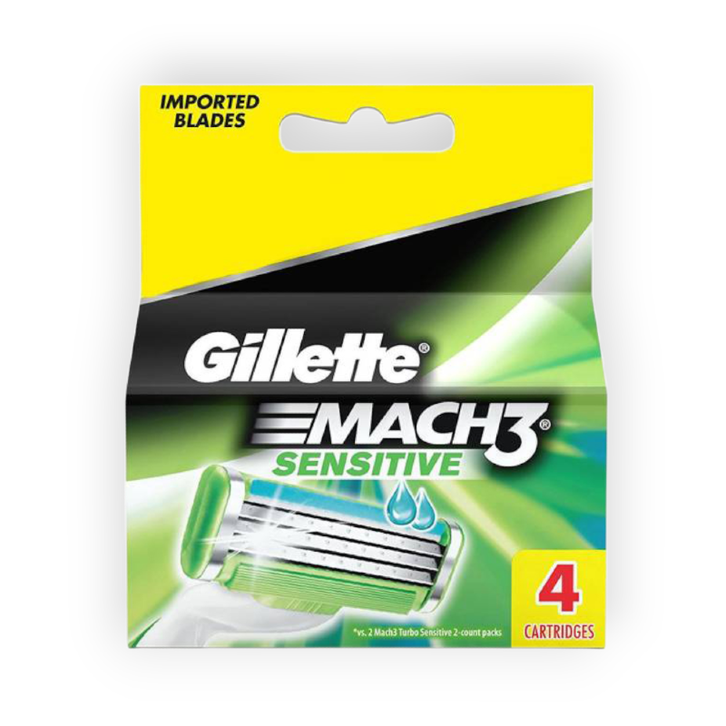 GILLETTE MACH 3 SENSITIVE BLADES 4  Piece