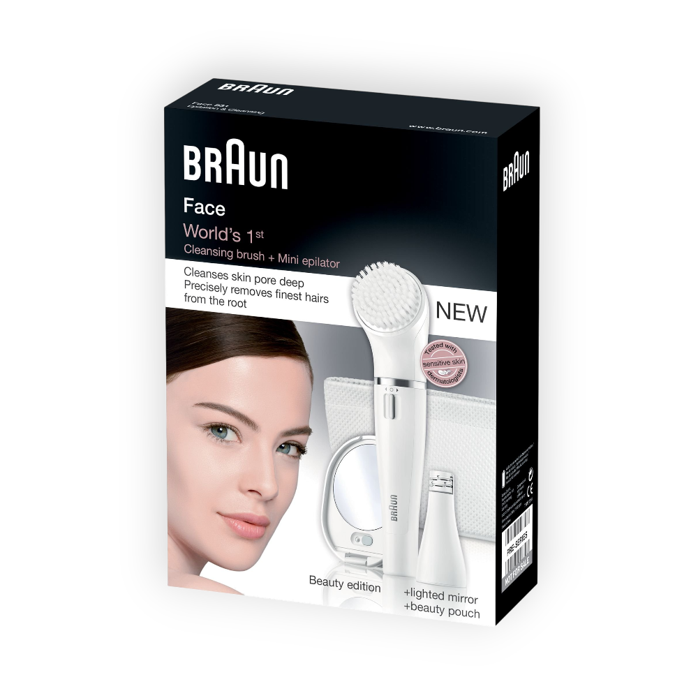 Braun face cleansing brush+mini epilator 831