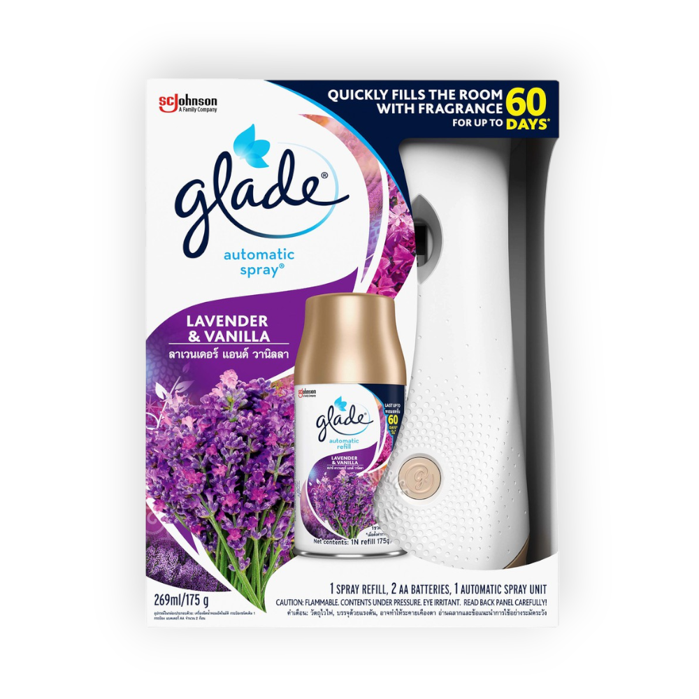 GLADE AUTOMATIC SPRAY OFEER Gift spare parts lavender & vanillia