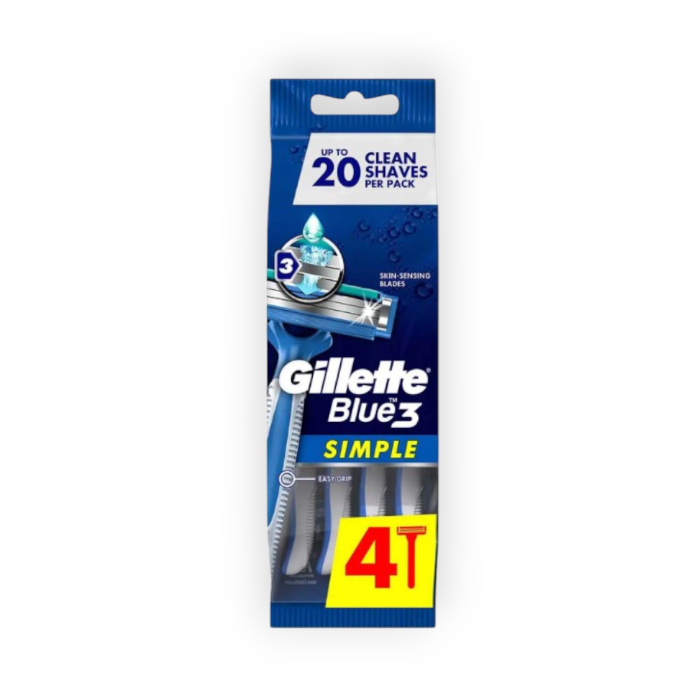GILLETTE 3 BLUE SIMPLE 4 Piece
