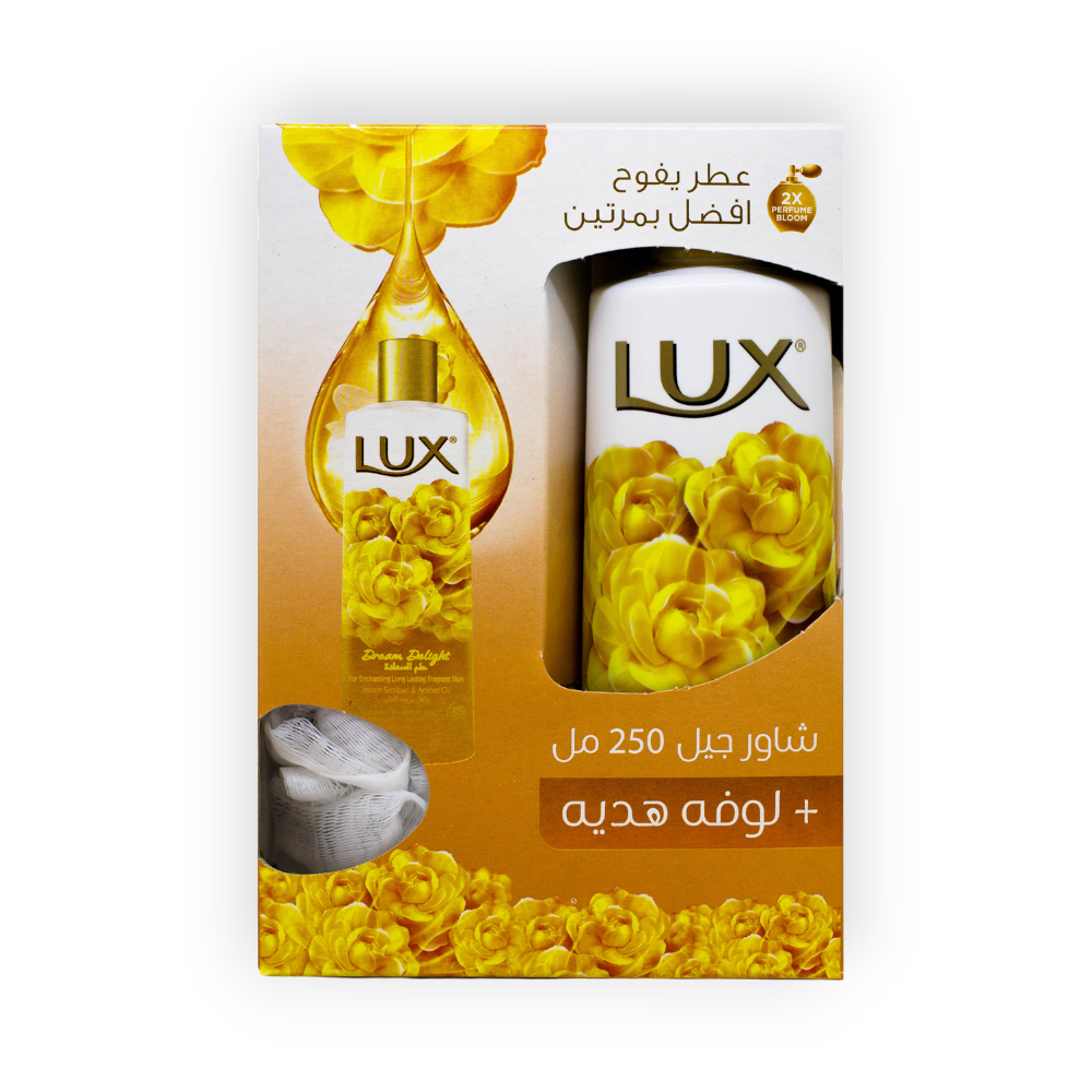 LUX SHOWER GEL DREAM DELIGHT 250ML + LOOFA