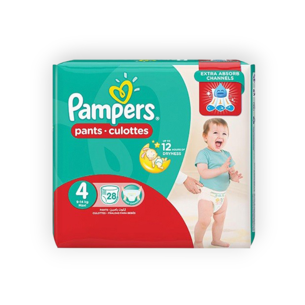 PAMPERS PANTS CULOTTES SIZE (4) 28  DIAPERPER