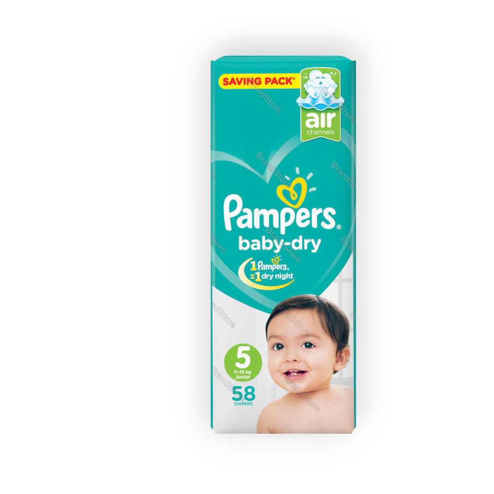 PAMPERS BABY DRY JUNIOR SIZE(5) 58  DIAPERPERS