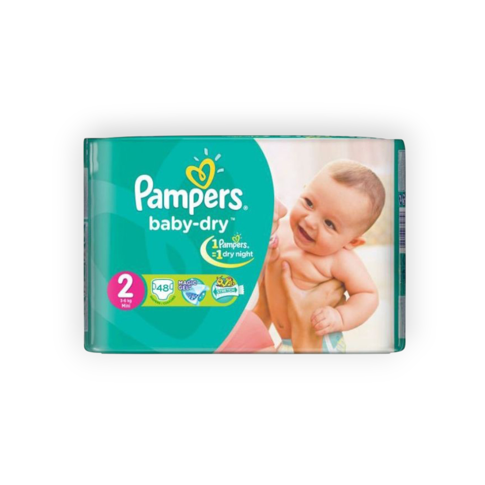 PAMPERS NEW BABY-DRY SIZE (2) 48  DIAPERPER