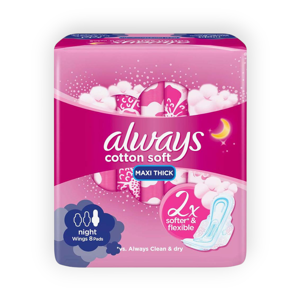 ALWAYS COTTON SOFT MAXI THICK NIGHT WINGS 8PADS