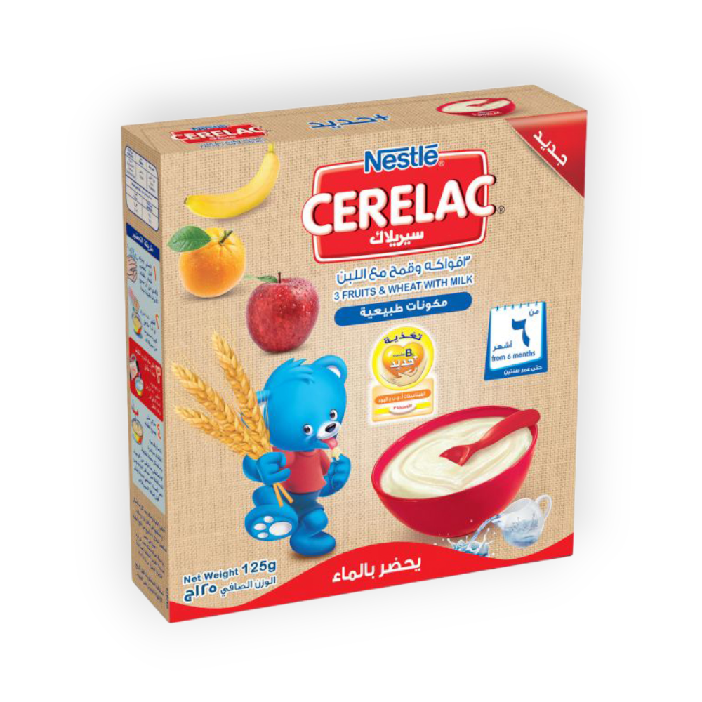 CERELAC IRON 3 FRUITS & WHEAT WITH MILK 125 GM