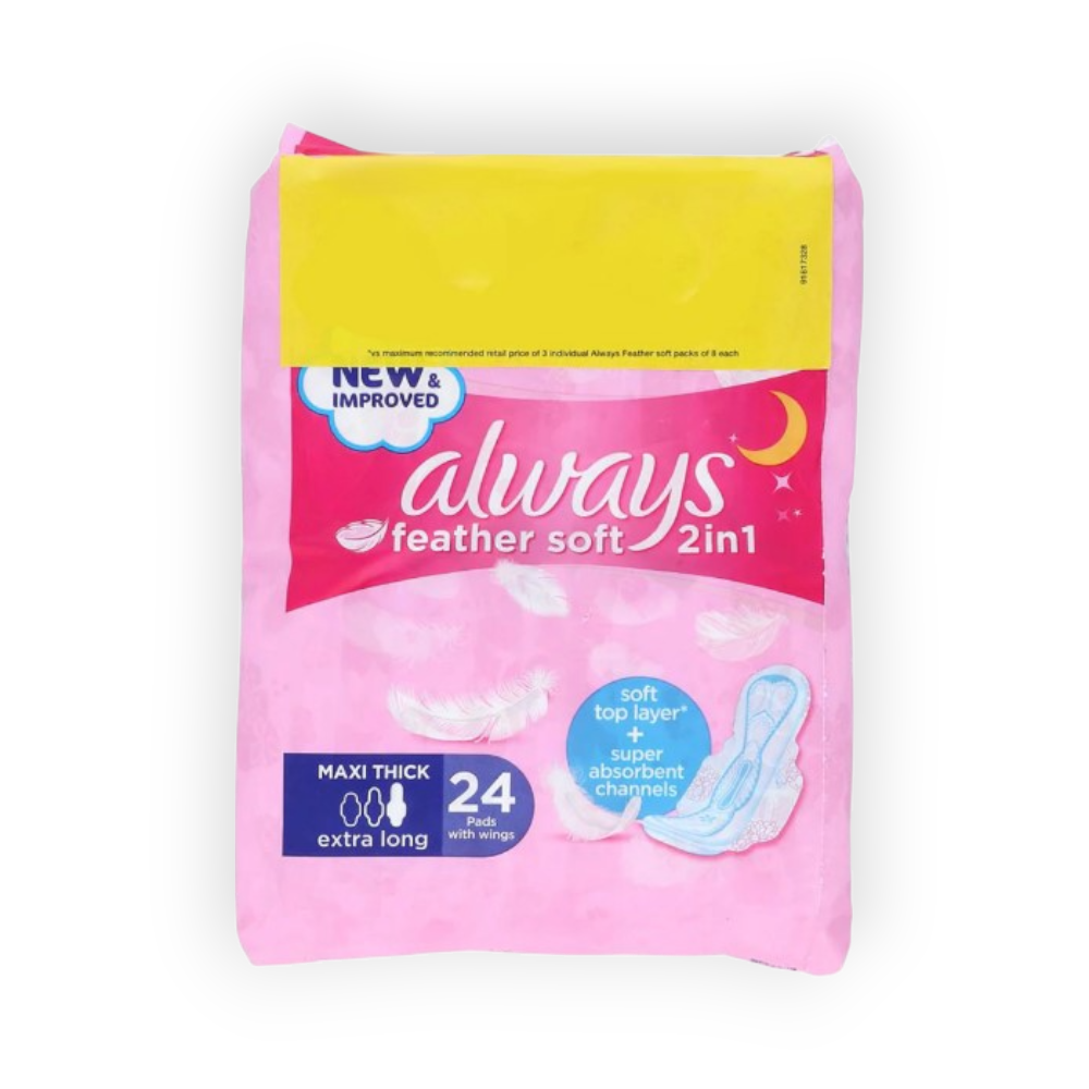 ALWAYS FEATHER SOFT 2*1MAXI THICK EXTRA LONG 24Piece