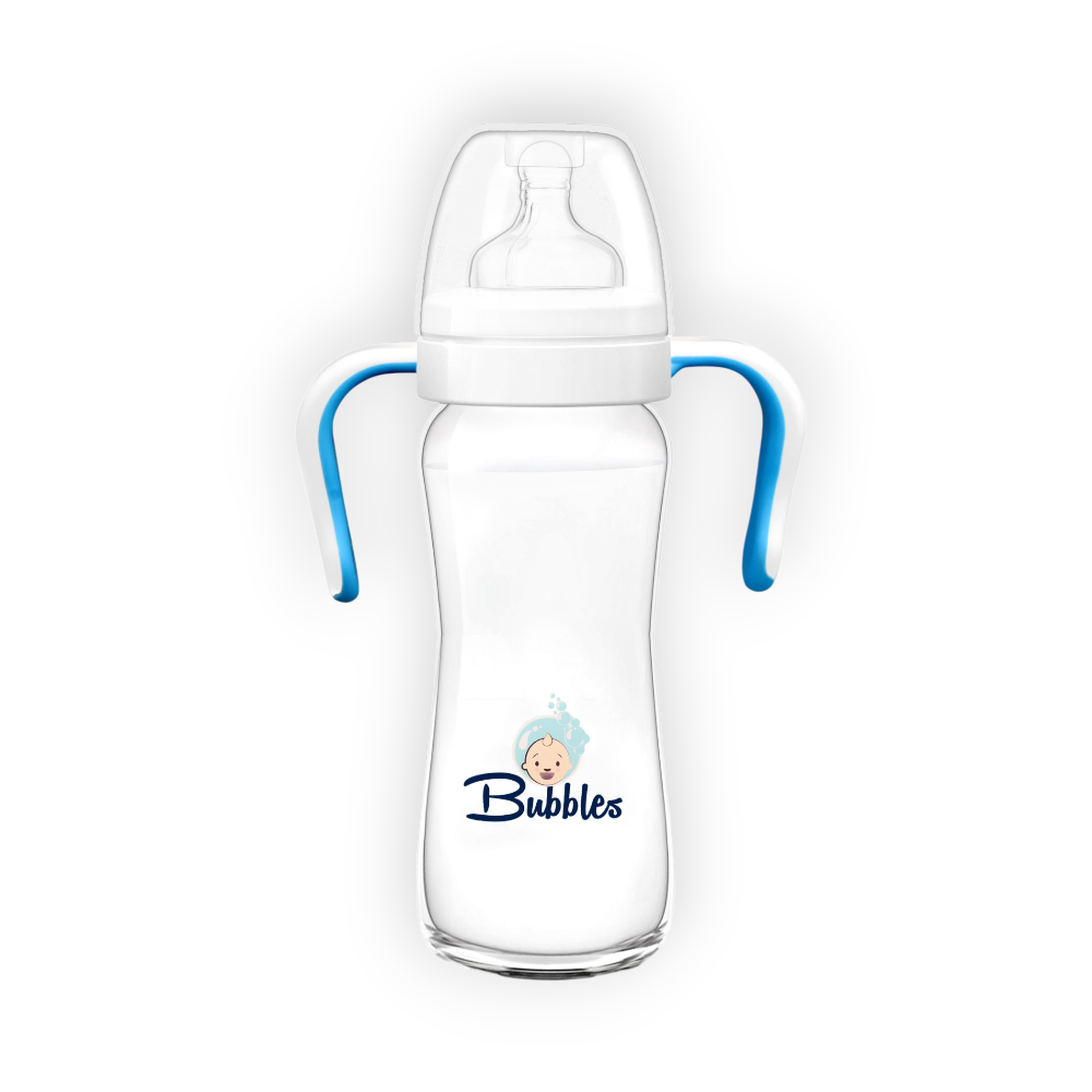 BUbbLES FEEDING BOTTLE CLASSIC HAND 260ML(WHITE)