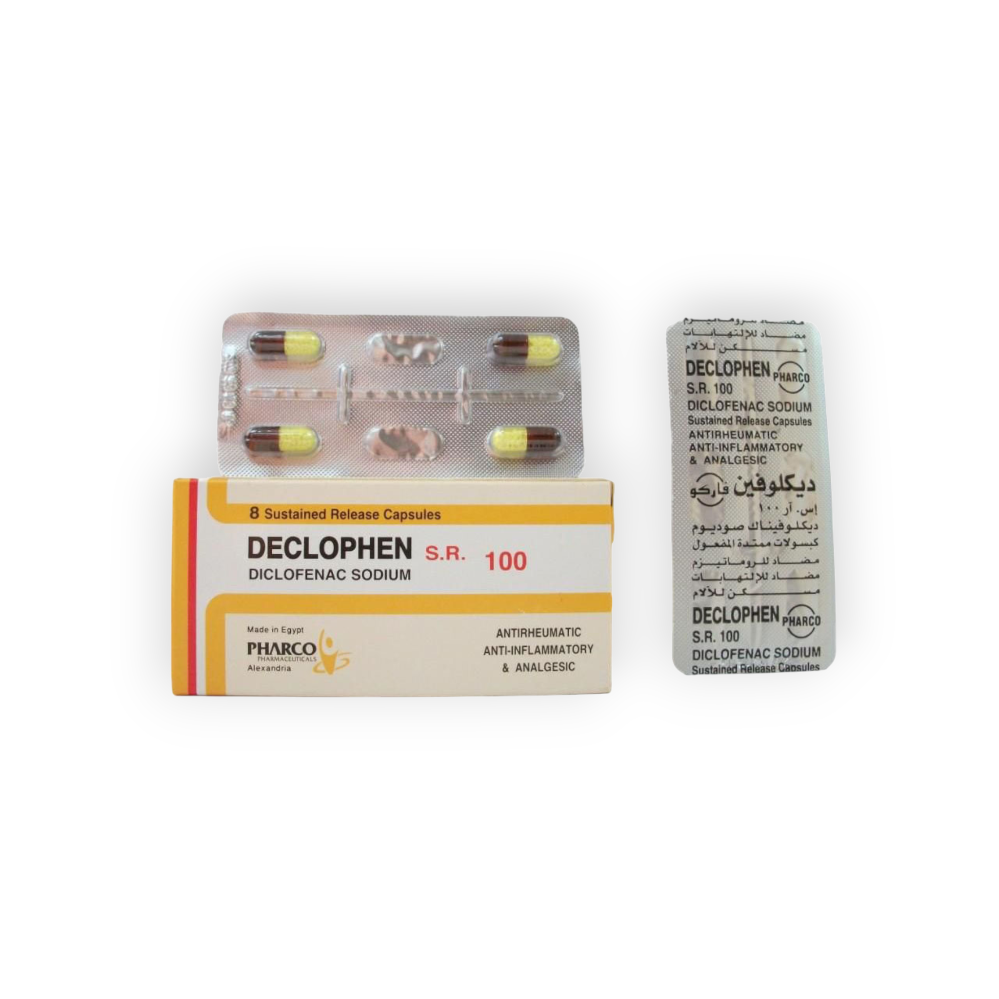 DECLOPHEN  S.R 100 MG 8 CAPSULES