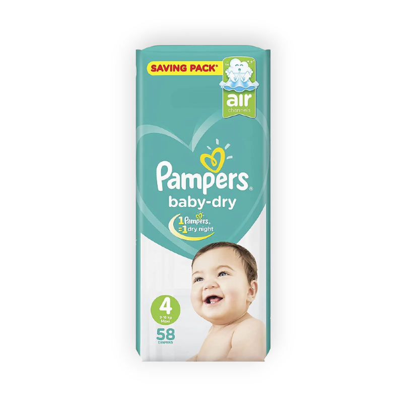 PAMPERS BABY DRY SIZE (4) 58 pieces