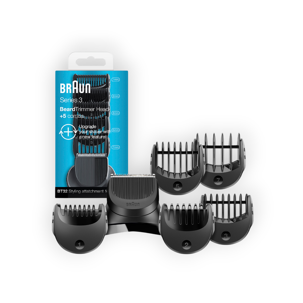 BRAUN SERIES 3 BREARD TRIMMER HEAD +5 COMBS BT32