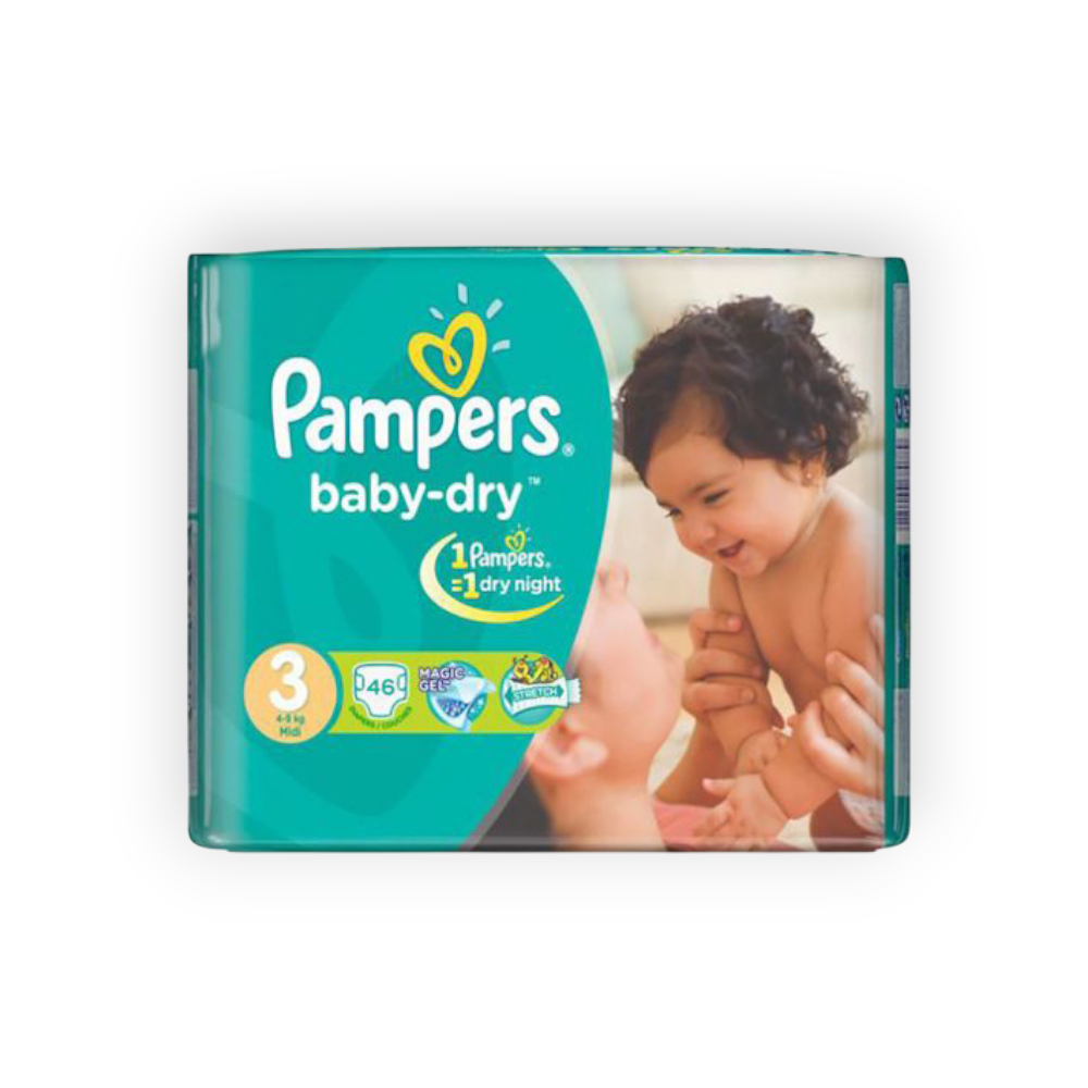 PAMPERS BABY DRY (3) 46 pieces