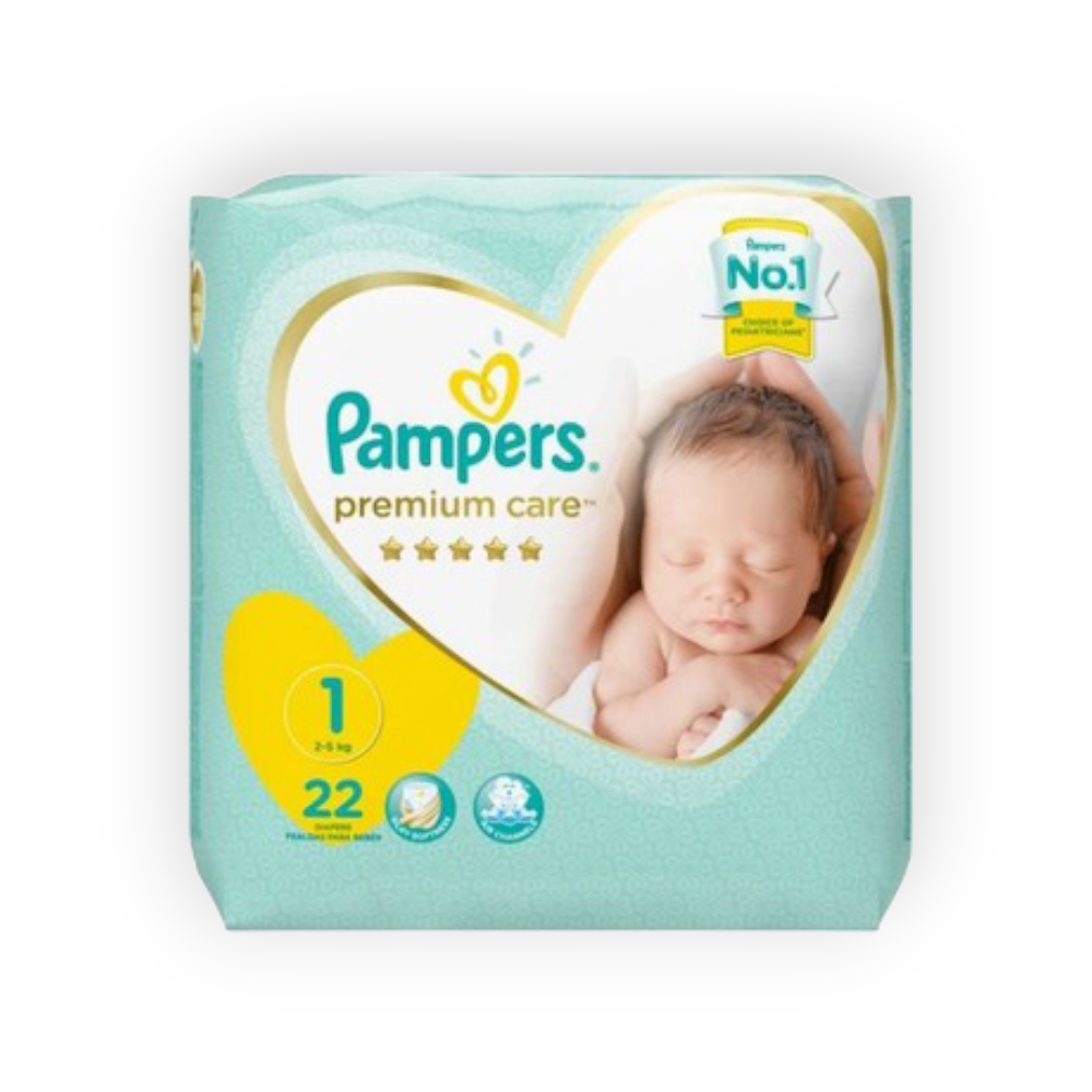 PAMPERS PREMIUM CARE SIZE (1) 22 pieces