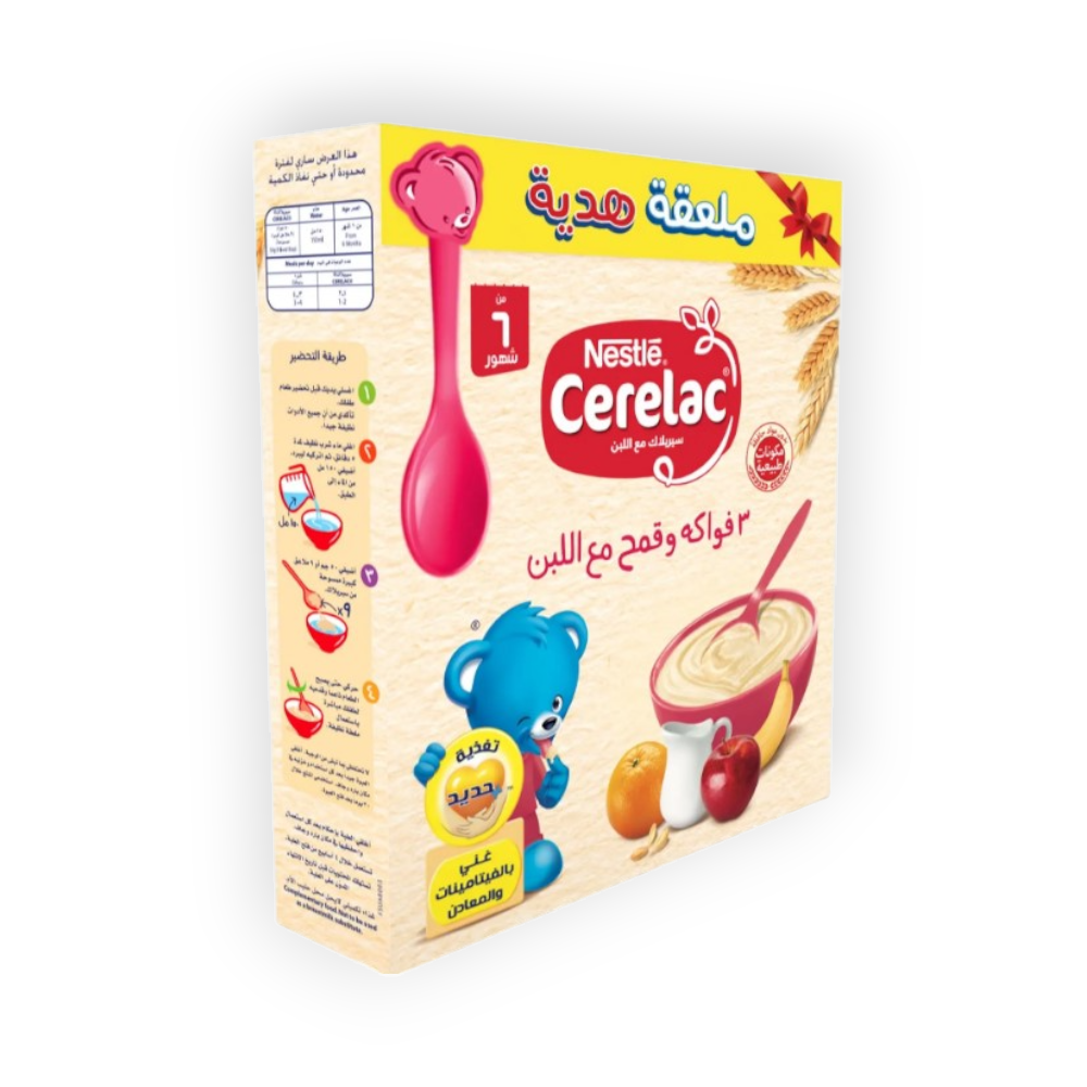 CERELAC IRON 3 FRUITS & WHEAT MILK 125GM + SPOON