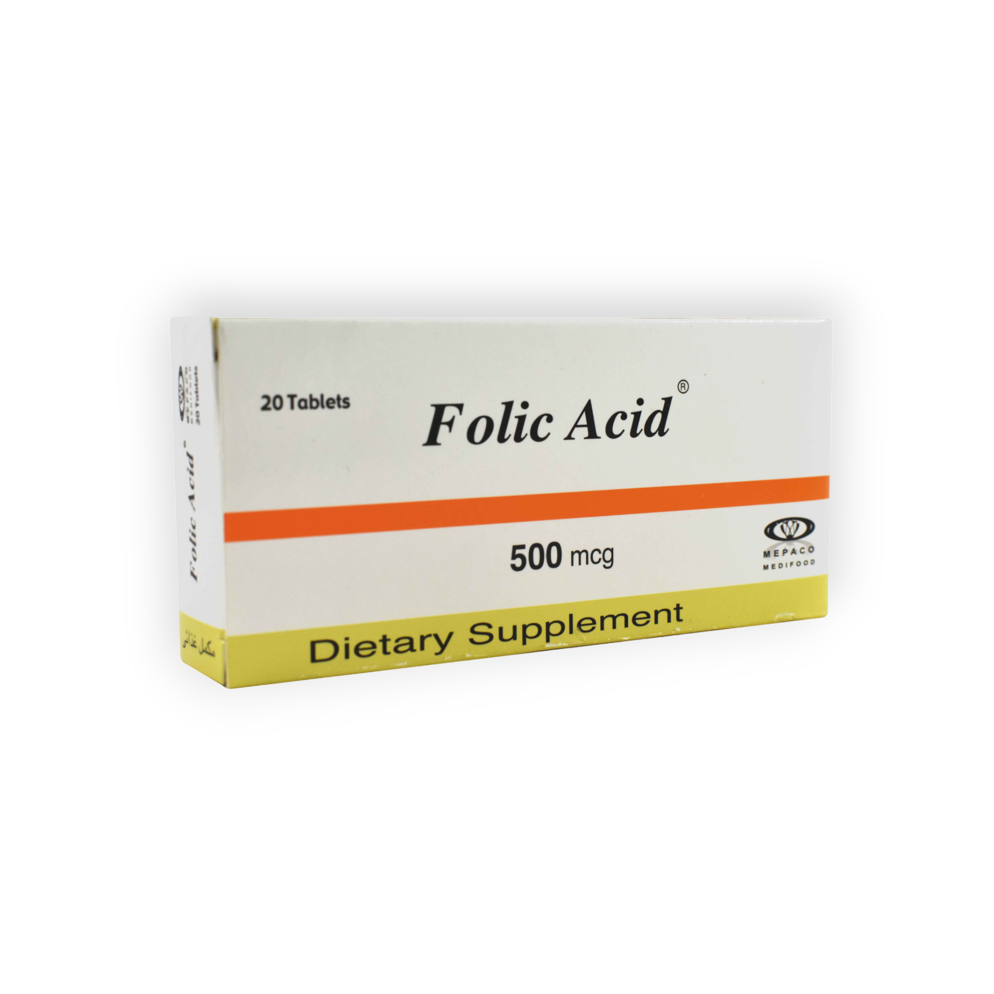 FOLIC ACID 500 MCG 20 TABLET