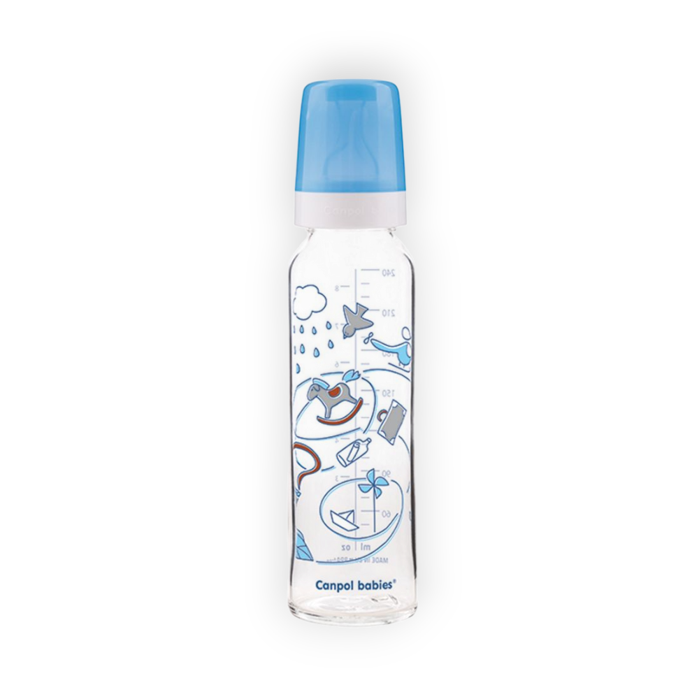 CANPOL GLASS BOTTLE+ 12MONTH240ML 42/401